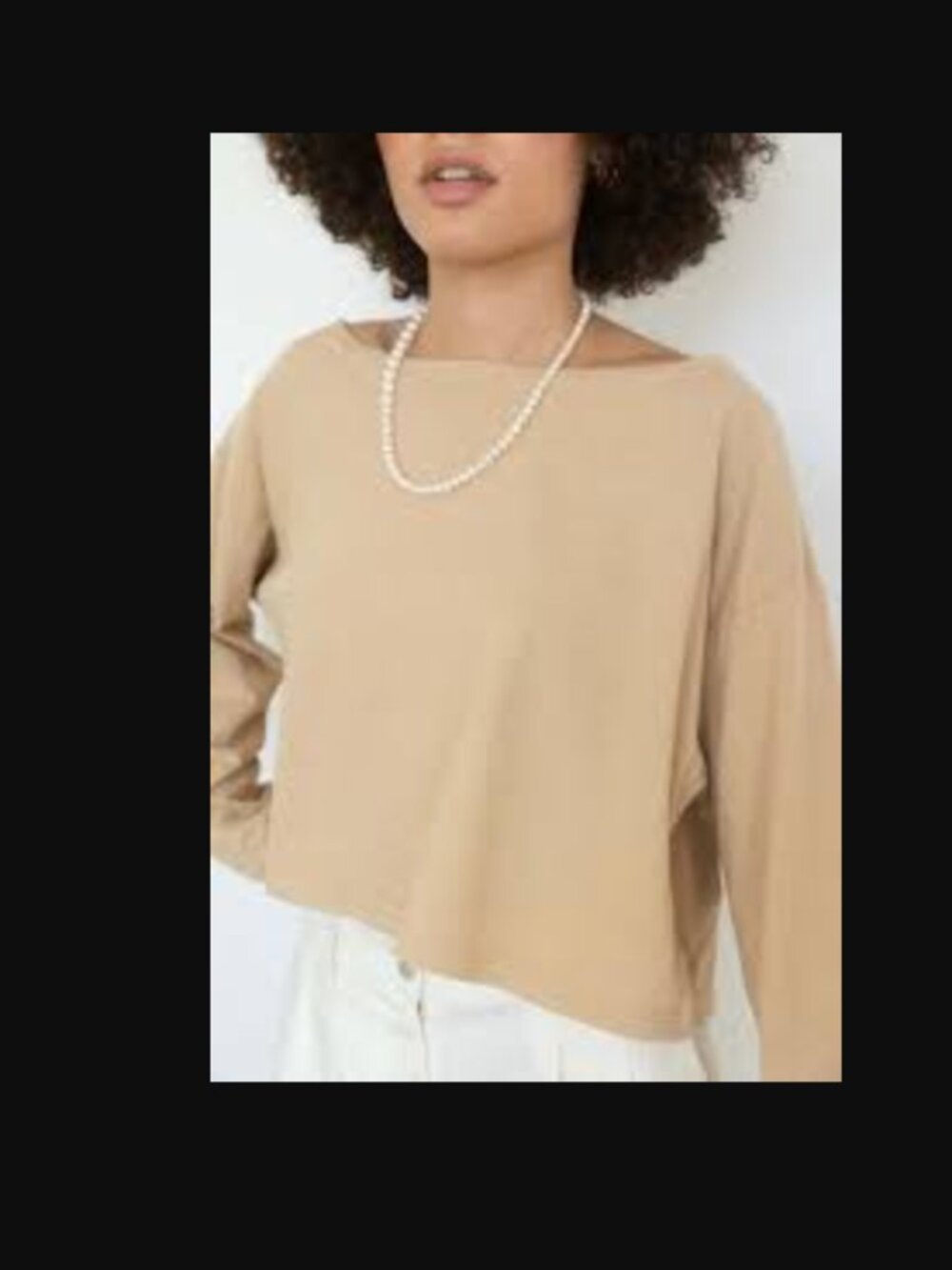 DONNI Long Sleeve Cropped Boatneck Top S